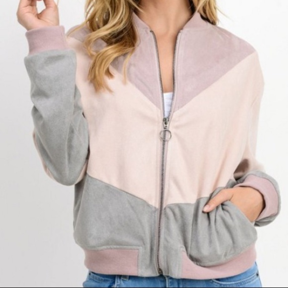 Paper Crane Color Block Bomber Jacket